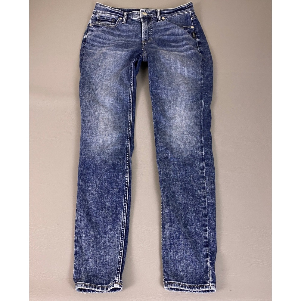 Silver Jeans Co Suki Jeans Size 29/L29 Skinny Blue Acid Wash Mid Rise Distressed